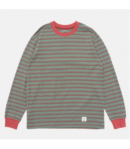 SS24 LS BASIC STRIPES Sage/Vermilion