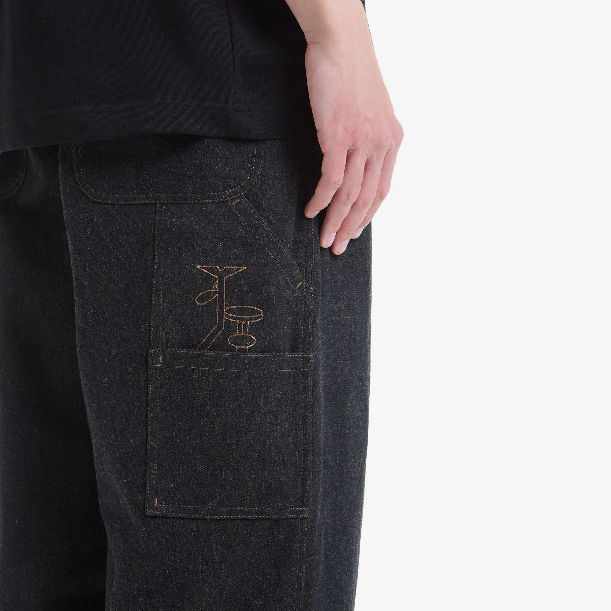 【極美品】stein 22ss DOUBLE WIDE TROUSERS Товар WORK PANTS SCREWY Ink Black | МЕЧ
